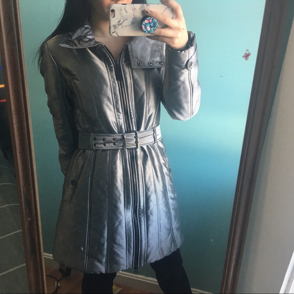 A/X Armani Exchange Silver Metallic Puffer Jacket